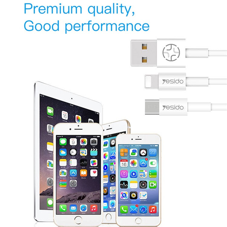 YESIDO CA22 2A Micro USB Charging Cable Anti-Stretch PVC Flexible 1.2m USB Data Cable