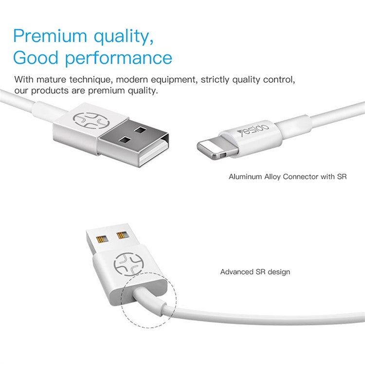 YESIDO CA22 2A Micro USB Charging Cable Anti-Stretch PVC Flexible 1.2m USB Data Cable