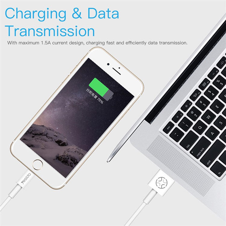 YESIDO CA22 2A Type-C Charging Cable Anti-Stretch PVC Flexible 1.2m USB Data Cable