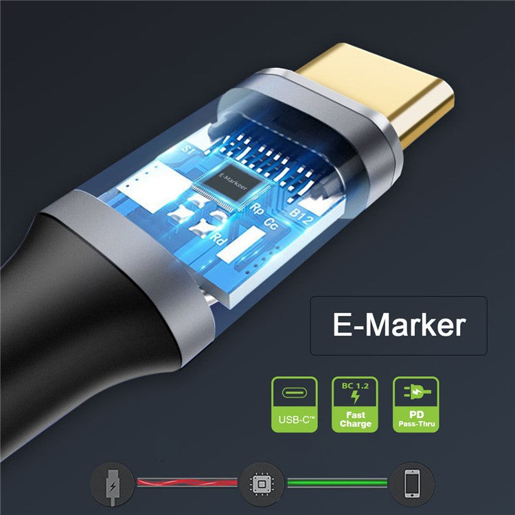 UC-064-LP-1.0M PD 100W Charging 90 Degree Low Profile Angled USB3.1 Type-C Male to Male 10Gbps Data Cable