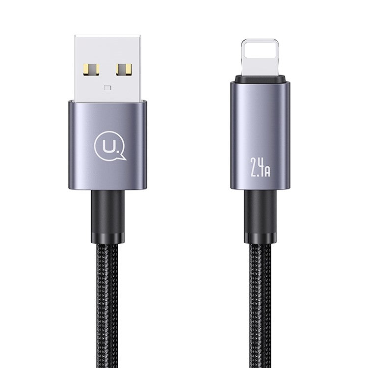 USAMS US-SJ667 Sufeng Series 1.2m 2.4A USB-A to Lightning Data Cable Aluminum Alloy Fast Charging Cord - Tarnish