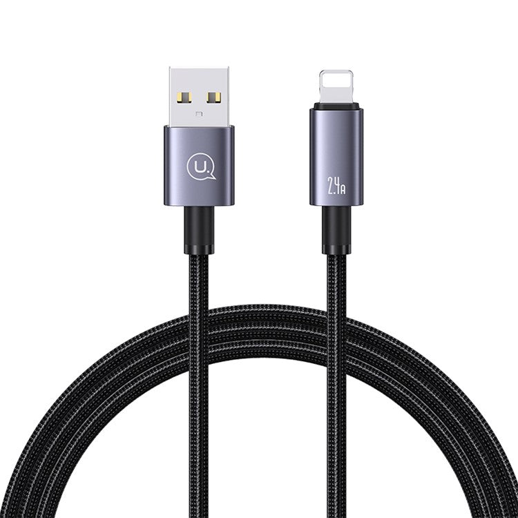 USAMS US-SJ667 Sufeng Series 1.2m 2.4A USB-A to Lightning Data Cable Aluminum Alloy Fast Charging Cord - Tarnish