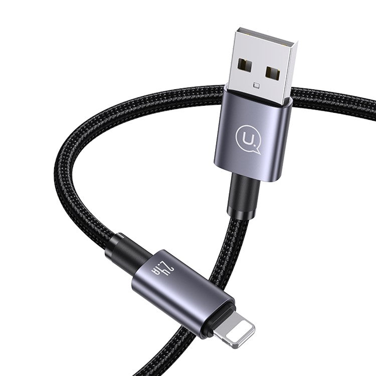 USAMS US-SJ667 Sufeng Series 1.2m 2.4A USB-A to Lightning Data Cable Aluminum Alloy Fast Charging Cord - Tarnish