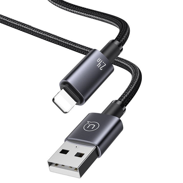 USAMS US-SJ669 Sufeng Series 2m 2.4A Fast Charging Cable USB-A to Lightning Phone Data Cord - Tarnish