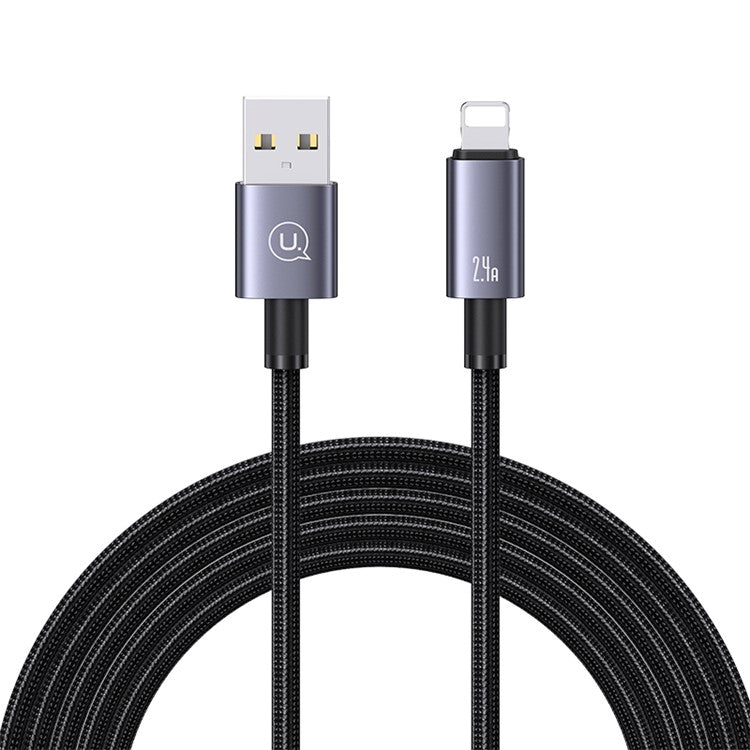 USAMS US-SJ669 Sufeng Series 2m 2.4A Fast Charging Cable USB-A to Lightning Phone Data Cord - Tarnish