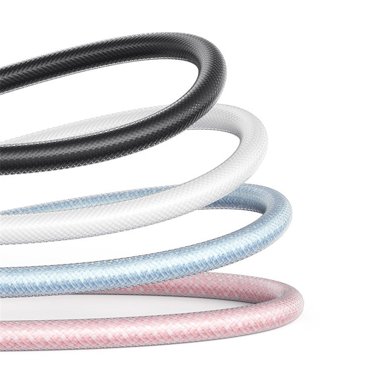 USAMS US-SJ658 Cloud Series 1.2m USB-A to Type-C 6A Fast Charging Cable Braided Data with Light - White