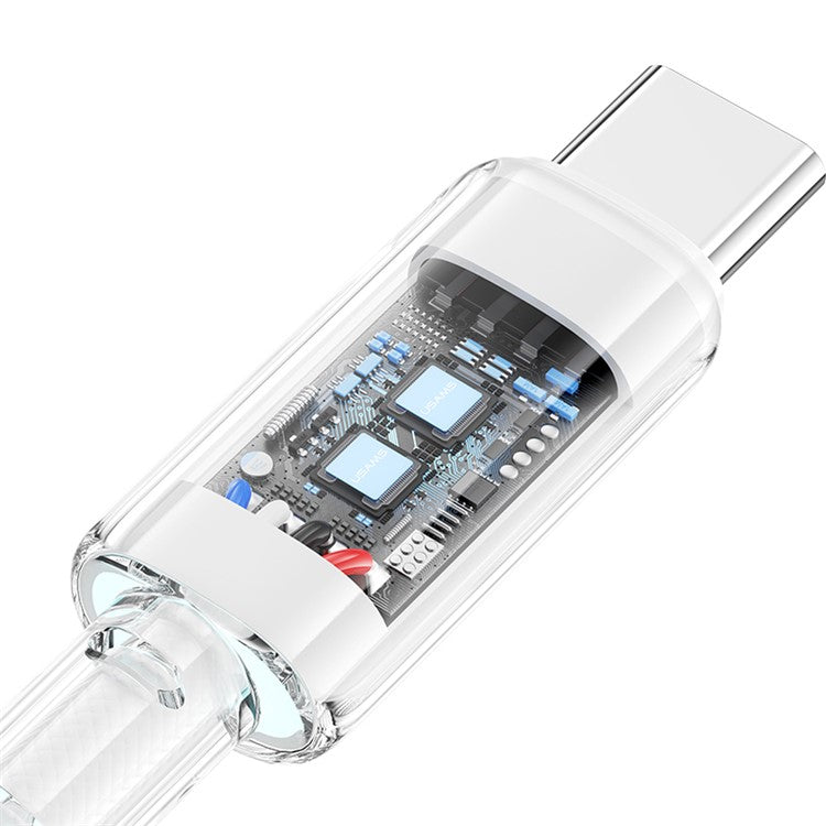 USAMS US-SJ658 Cloud Series 1.2m USB-A to Type-C 6A Fast Charging Cable Braided Data with Light - White