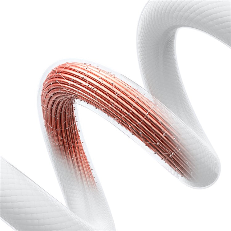 USAMS US-SJ658 Cloud Series 1.2m USB-A to Type-C 6A Fast Charging Cable Braided Data with Light - White