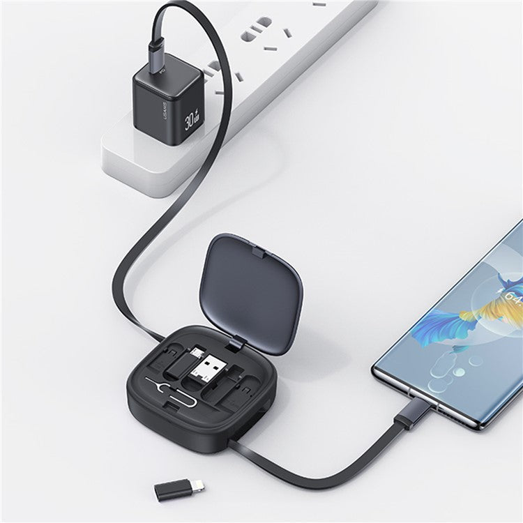 USAMS US-SJ650 U87 1m 60W USB / Type-C to Type-C / Micro / IP Fast Charging Cable with Storage Set Box - Purple