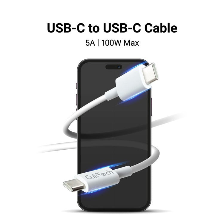 CUKTECH KLC-5499 1m Type-C to Type-C Data Cable Flexible TPE 5A Charging Cable Built-In Emark Chip