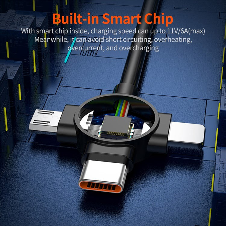 ENKAY 1.5m USB to Type-C / iP / Micro USB TPU Spring Cable 66W Fast Charging Cable with Indicator Light - Style A