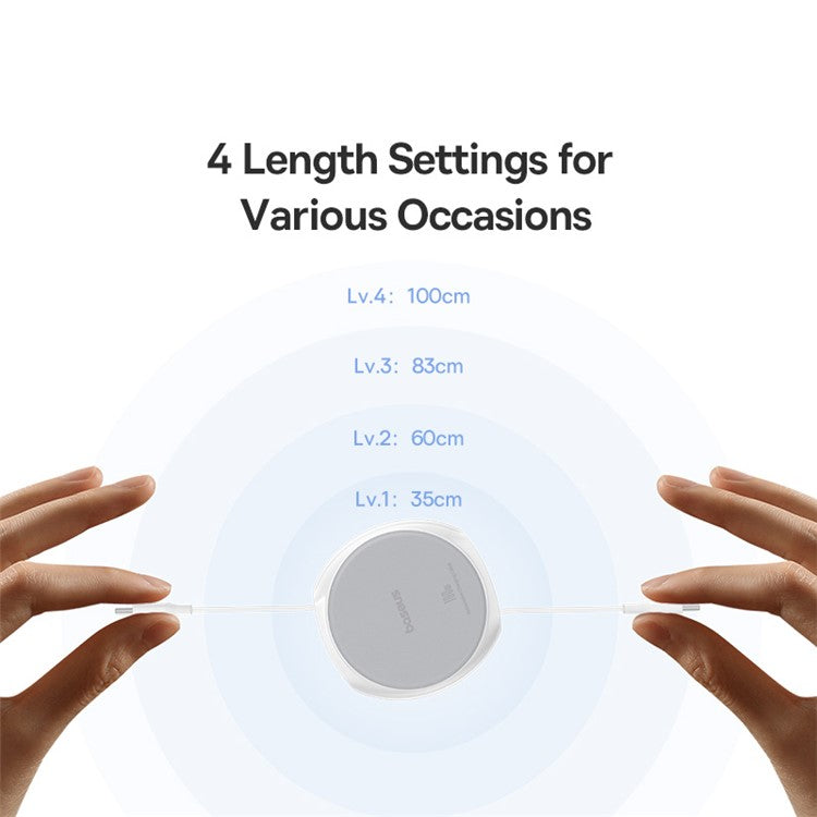 BASEUS Free2Draw 1m 100W Type-C to Type-C Retractable Fast Charging Cable - White