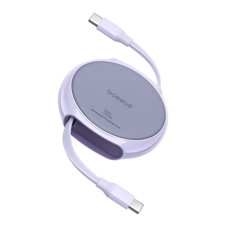 BASEUS Free2Draw 1m 100W Type-C to Type-C Retractable Fast Charging Cable - Purple
