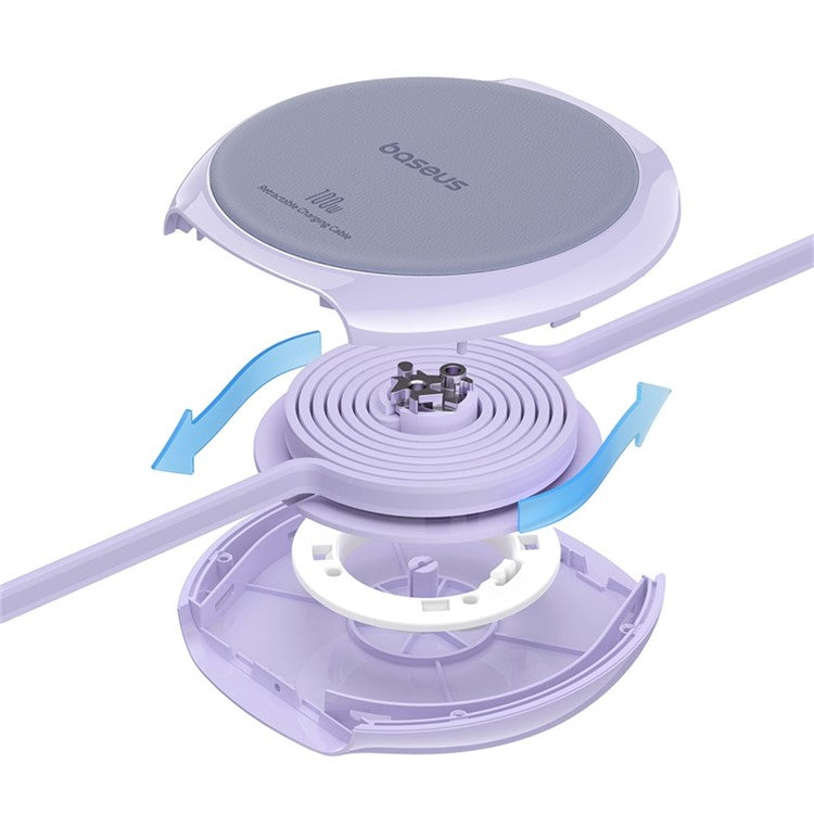 BASEUS Free2Draw 1m 100W Type-C to Type-C Retractable Fast Charging Cable - Purple