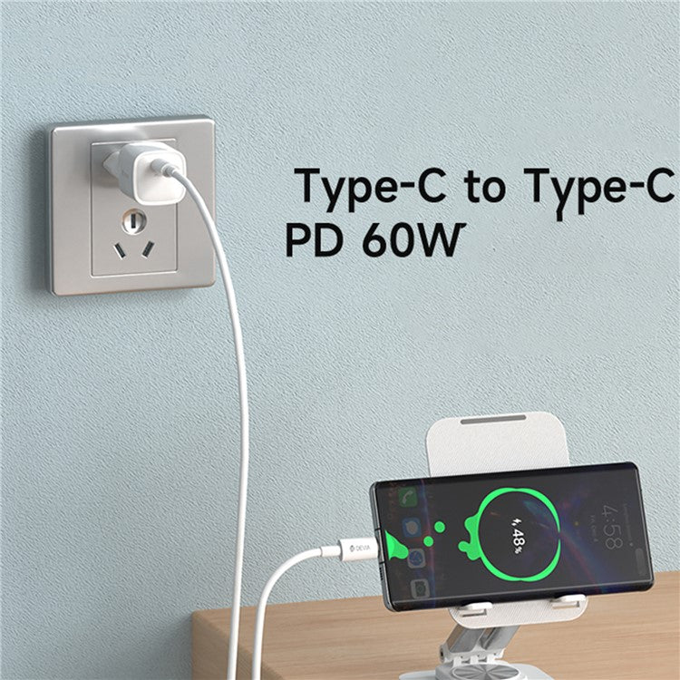 DEVIA Smart Series 2m Type-C to Type-C PD 60W Fast Charging Data Cable 480Mbps