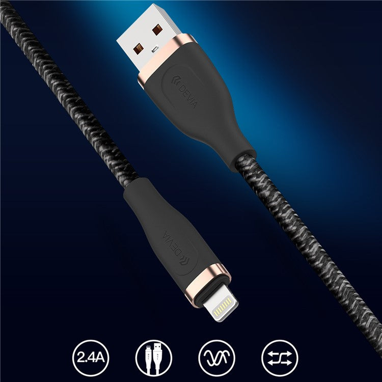 DEVIA Star Series EC417 1.5m USB-A to Lightning 2.4A Quick Charge Cable Data Sync Cord - Black