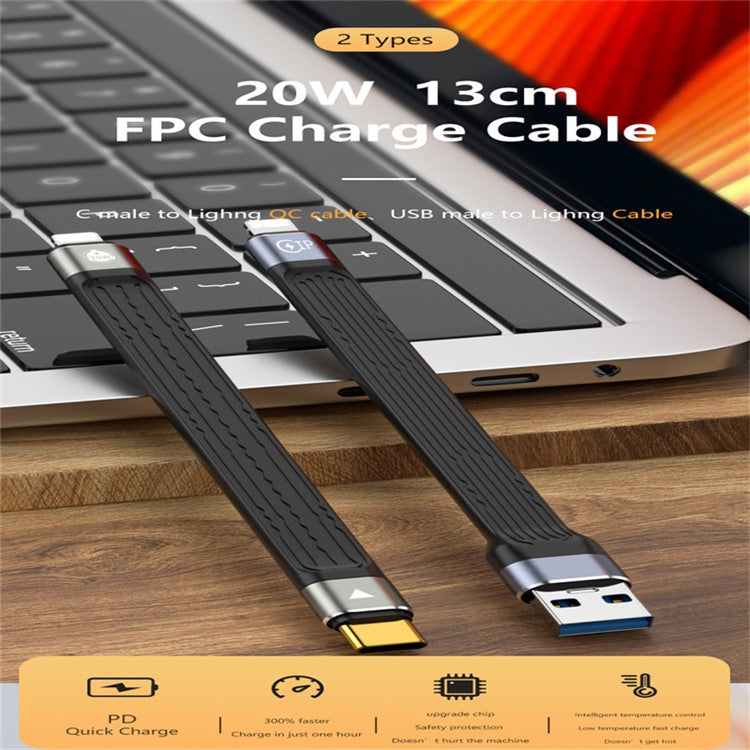 USB-C to Lightning Cell Phone Cable Type-C to 8Pin 14.5cm PD 20W Fast Charging Data Cable