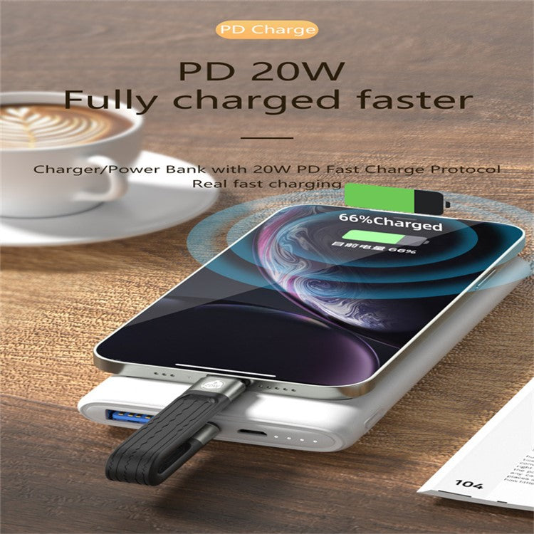 USB-C to Lightning Cell Phone Cable Type-C to 8Pin 14.5cm PD 20W Fast Charging Data Cable