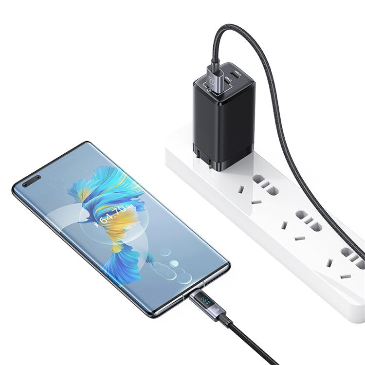 USAMS US-SJ673 USB-A to Type-C 6A Fast Charging Cable 1.2m Aluminum Alloy Digital Display Charger Data Cable