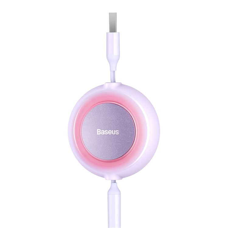 BASEUS Bright Mirror 2 Series Retractable USB to M+L+C 3.5A Fast Charging Cable, 1.1m - Purple