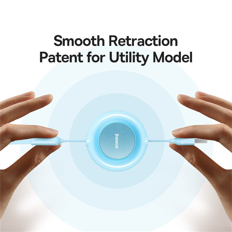 BASEUS Bright Mirror 2 Series Retractable USB to M+L+C 3.5A Fast Charging Cable, 1.1m - Sky Blue