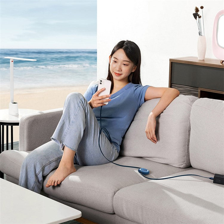 BASEUS Bright Mirror 2 Series Retractable Type-C to M+L+C 100W Fast Charging Cable, 1.1m - Blue