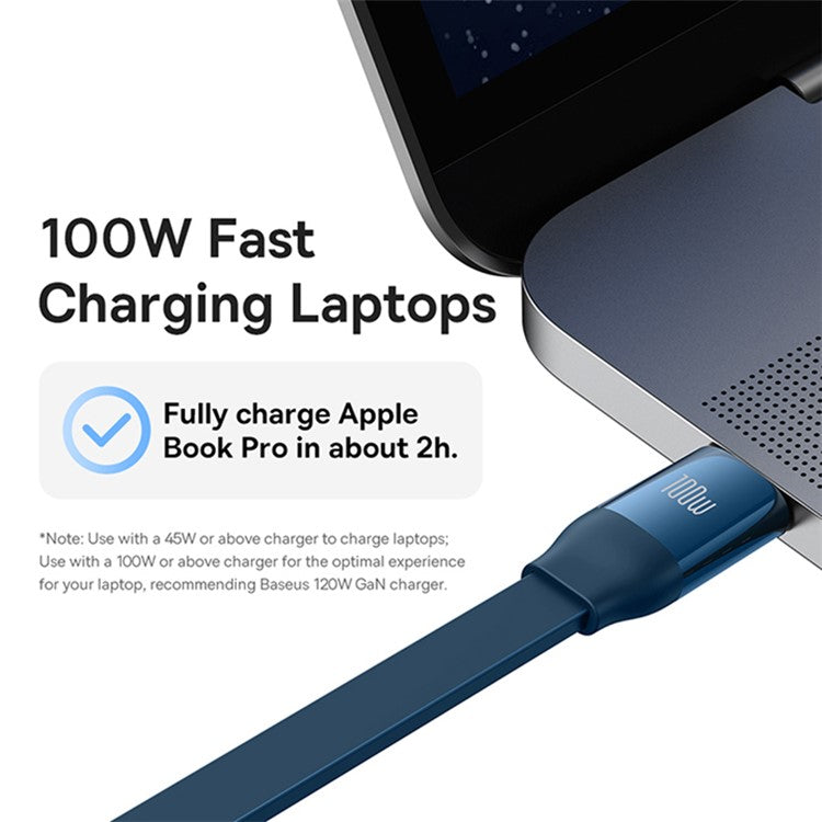 BASEUS Bright Mirror 2 Series Retractable Type-C to M+L+C 100W Fast Charging Cable, 1.1m - Blue