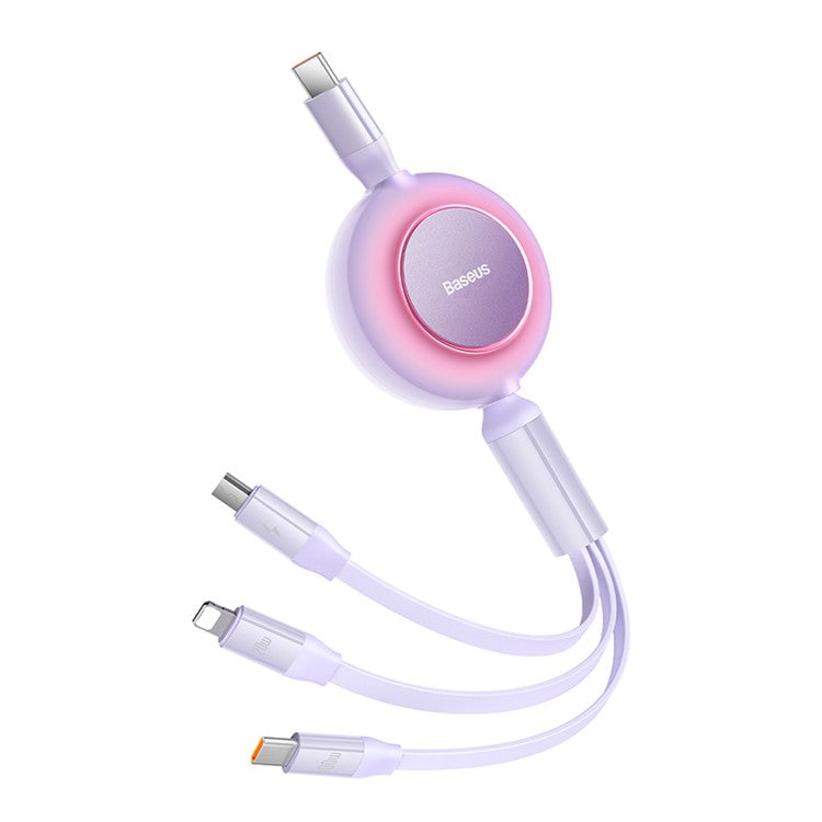 BASEUS Bright Mirror 2 Series Retractable Type-C to M+L+C 100W Fast Charging Cable, 1.1m - Purple