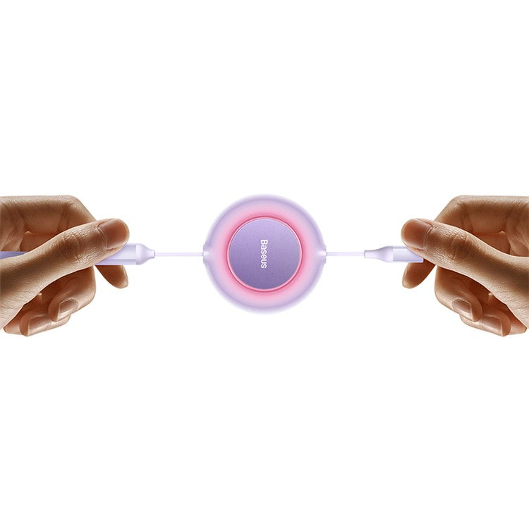 BASEUS Bright Mirror 2 Series Retractable Type-C to M+L+C 100W Fast Charging Cable, 1.1m - Purple