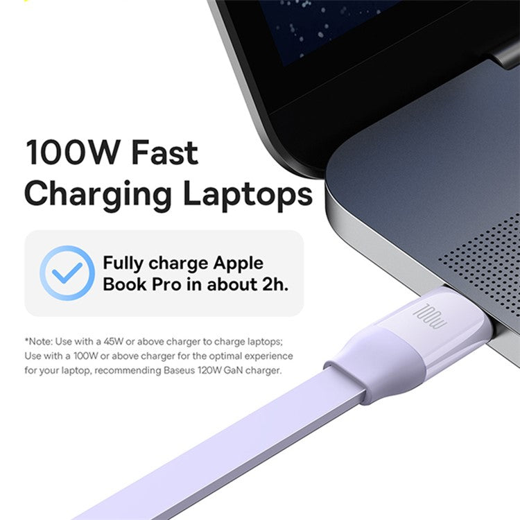BASEUS Bright Mirror 2 Series Retractable Type-C to M+L+C 100W Fast Charging Cable, 1.1m - Purple