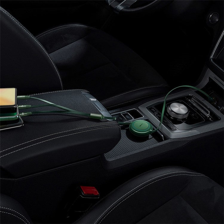 BASEUS Bright Mirror 2 Series Retractable Type-C to M+L+C 100W Fast Charging Cable, 1.1m - Green