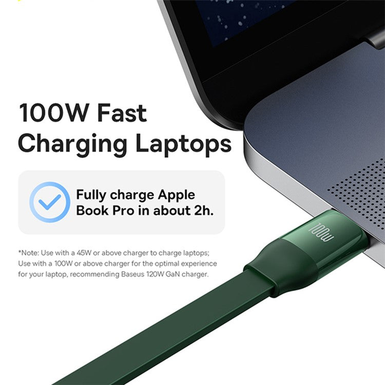 BASEUS Bright Mirror 2 Series Retractable Type-C to M+L+C 100W Fast Charging Cable, 1.1m - Green