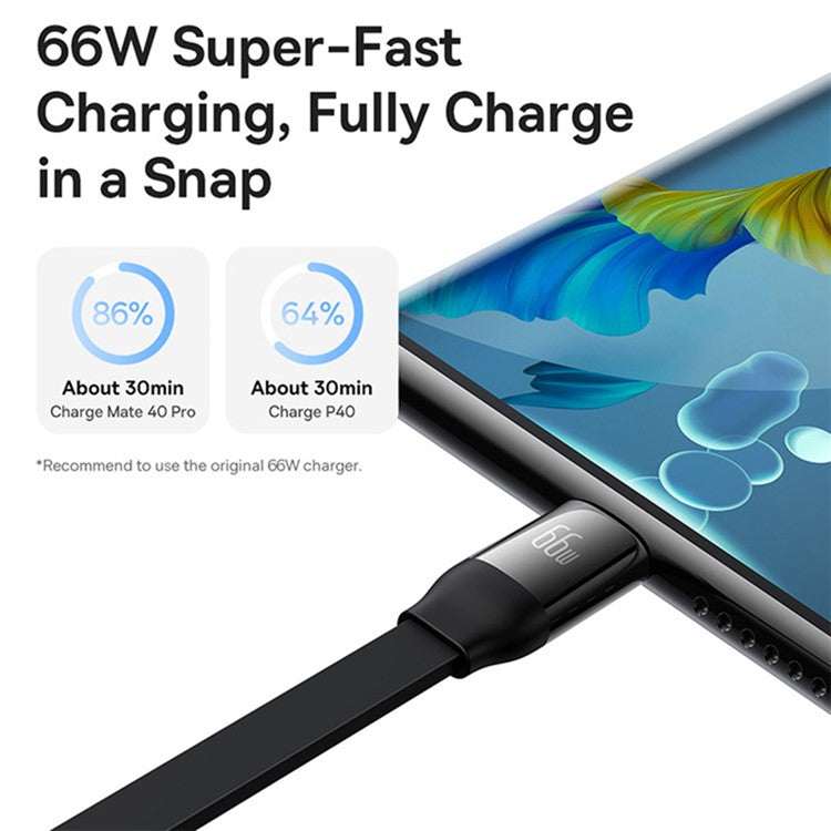 BASEUS Bright Mirror 2 Series Retractable Fast Charging Cable USB to M+L+C 66W, 1.1m - Black