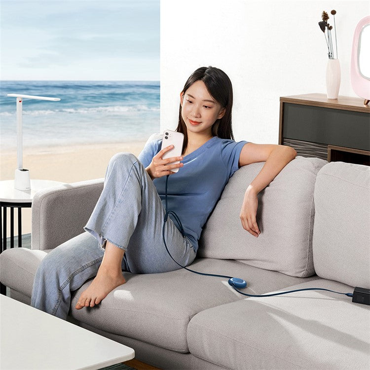 BASEUS Bright Mirror 2 Series Retractable Fast Charging Cable USB to M+L+C 66W, 1.1m - Blue