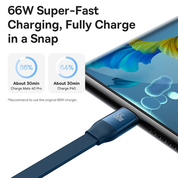 BASEUS Bright Mirror 2 Series Retractable Fast Charging Cable USB to M+L+C 66W, 1.1m - Blue