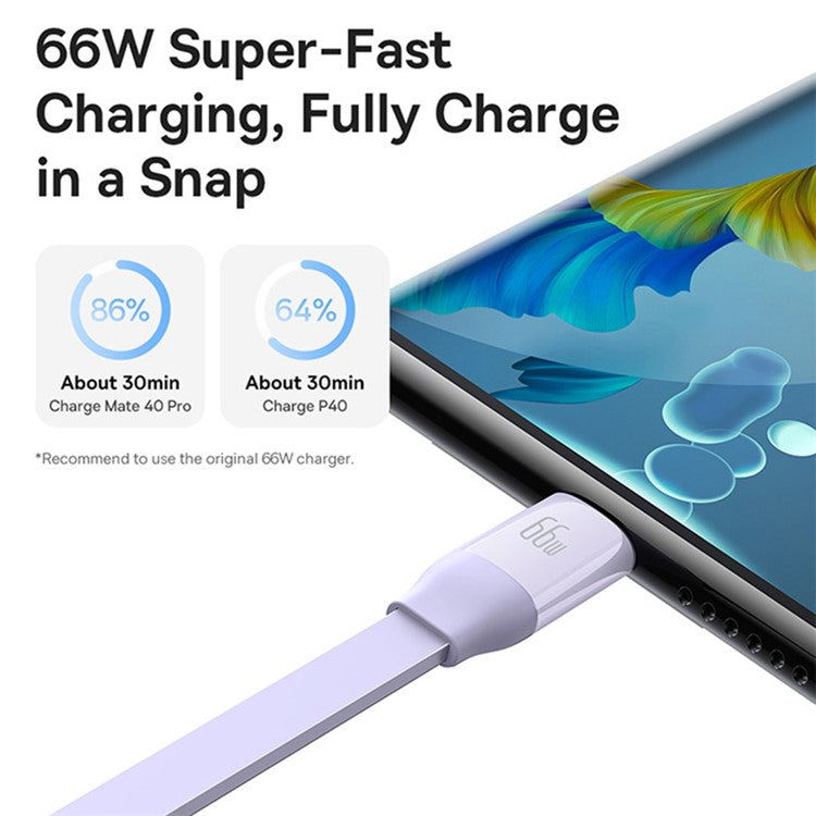 BASEUS Bright Mirror 2 Series Retractable Fast Charging Cable USB to M+L+C 66W, 1.1m - Purple
