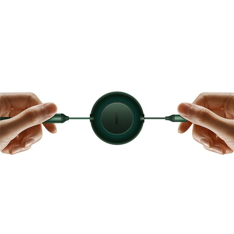 BASEUS Bright Mirror 2 Series Retractable Fast Charging Cable USB to M+L+C 66W, 1.1m - Green