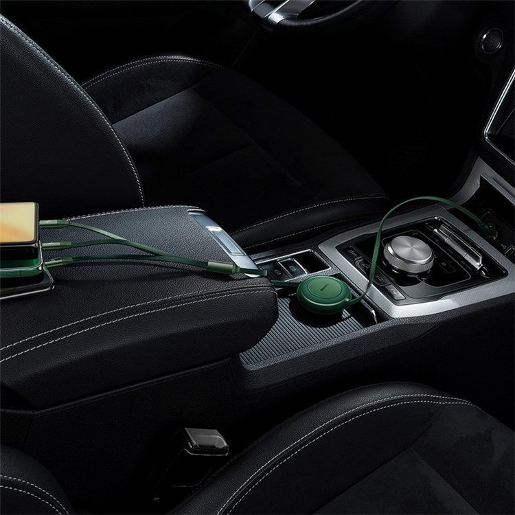 BASEUS Bright Mirror 2 Series Retractable Fast Charging Cable USB to M+L+C 66W, 1.1m - Green