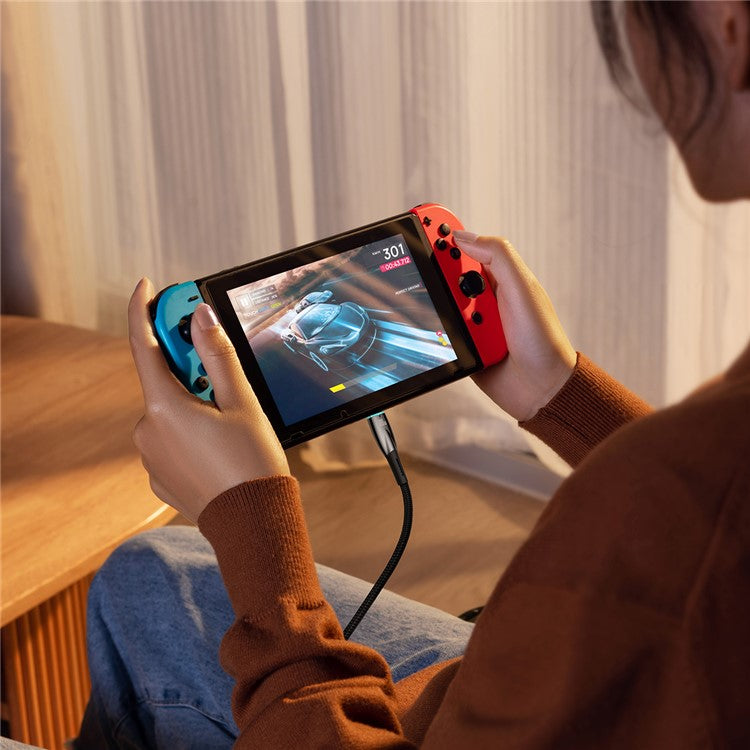 BASEUS Glimmer Series Type-C to Type-C Charging Cable 2m PD 100W Zinc Alloy Nylon Braided USB-C Charger Cable - Black