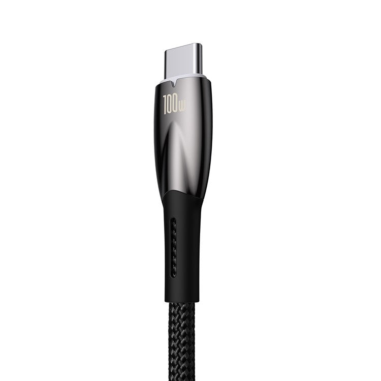 BASEUS Glimmer Series USB to Type-C Charging Cable 2m 100W Nylon Braided Fast Charger Cable - Black