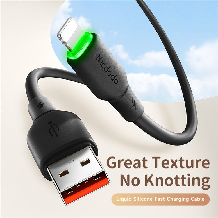 MCDODO Alpha Series CA-474 1.2m USB-A to Lightning Cable 3A Silicone Data Cord - Black