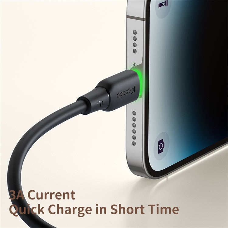 MCDODO Alpha Series CA-474 1.2m USB-A to Lightning Cable 3A Silicone Data Cord - Black