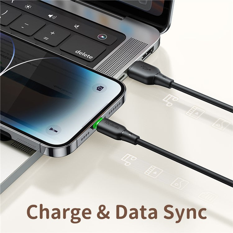 MCDODO Alpha Series CA-474 1.2m USB-A to Lightning Cable 3A Silicone Data Cord - Black