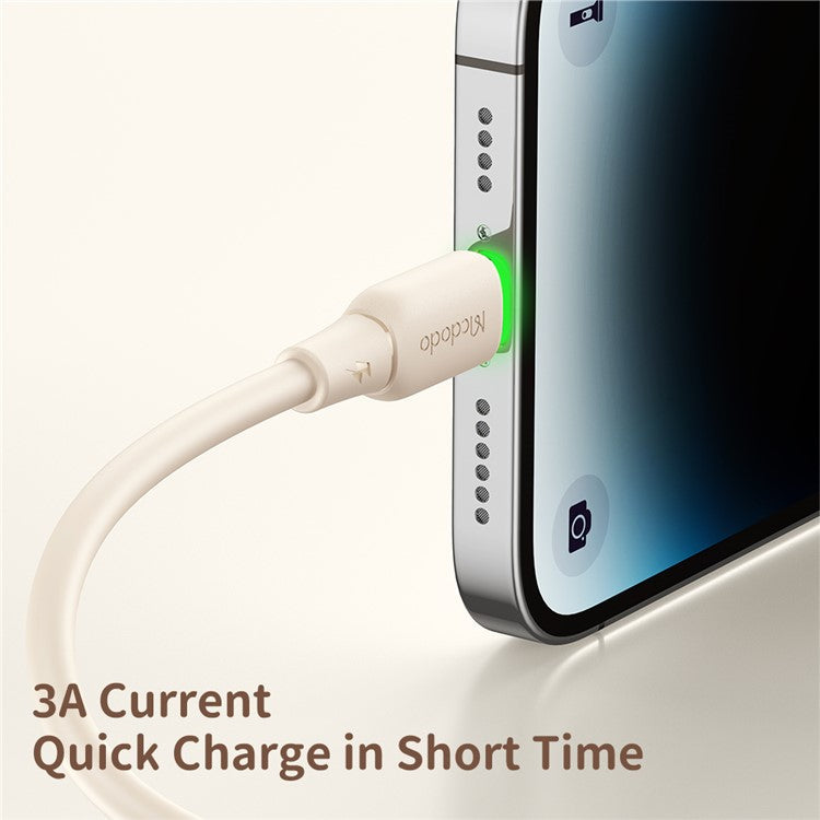 MCDODO Alpha Series CA-474 1.2m USB-A to Lightning Cable 3A Silicone Data Cord - Beige