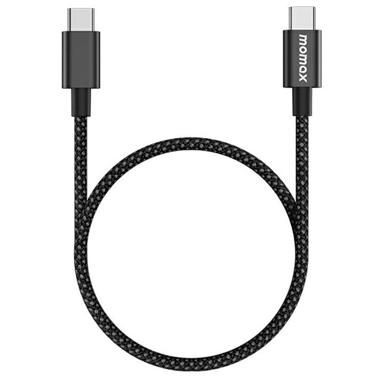 MOMAX Elite 0.5m PD 60W High Power USB C to USB C Nylon Braided Data Cable - Black