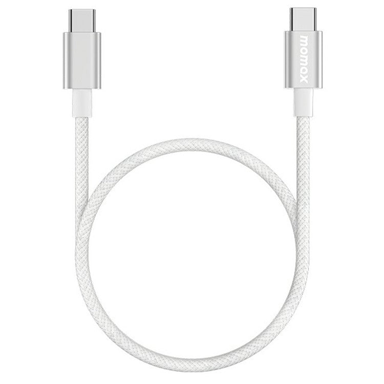 MOMAX Elite 0.5m PD 60W High Power USB C to USB C Nylon Braided Data Cable - White