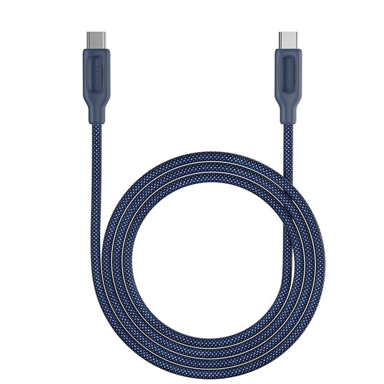 MOMAX Elite 2m Nylon Braided Charging Cable PD 100W USB C to USB C Data Cord - Blue
