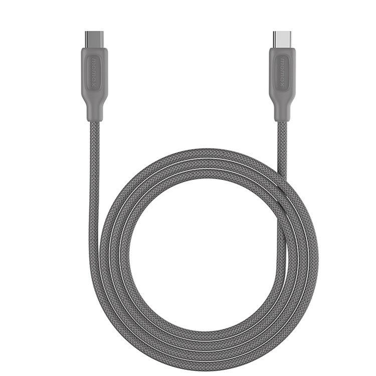 MOMAX Elite 2m Nylon Braided Charging Cable PD 100W USB C to USB C Data Cord - Titanium Grey
