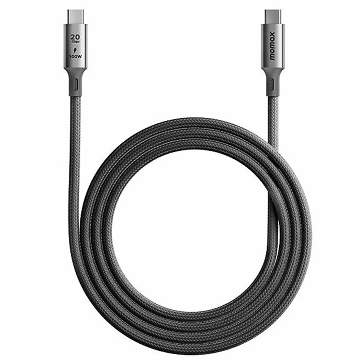 MOMAX Elite 1m USB3.2 Type-C to Type-C PD 100W Fast Charging Braided Data Cable - Black