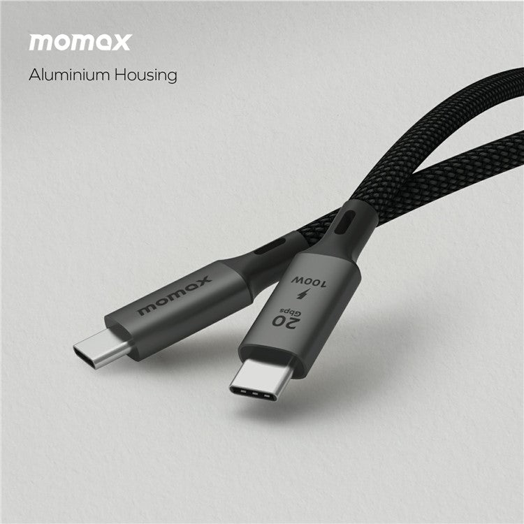MOMAX Elite 1m USB3.2 Type-C to Type-C PD 100W Fast Charging Braided Data Cable - Black